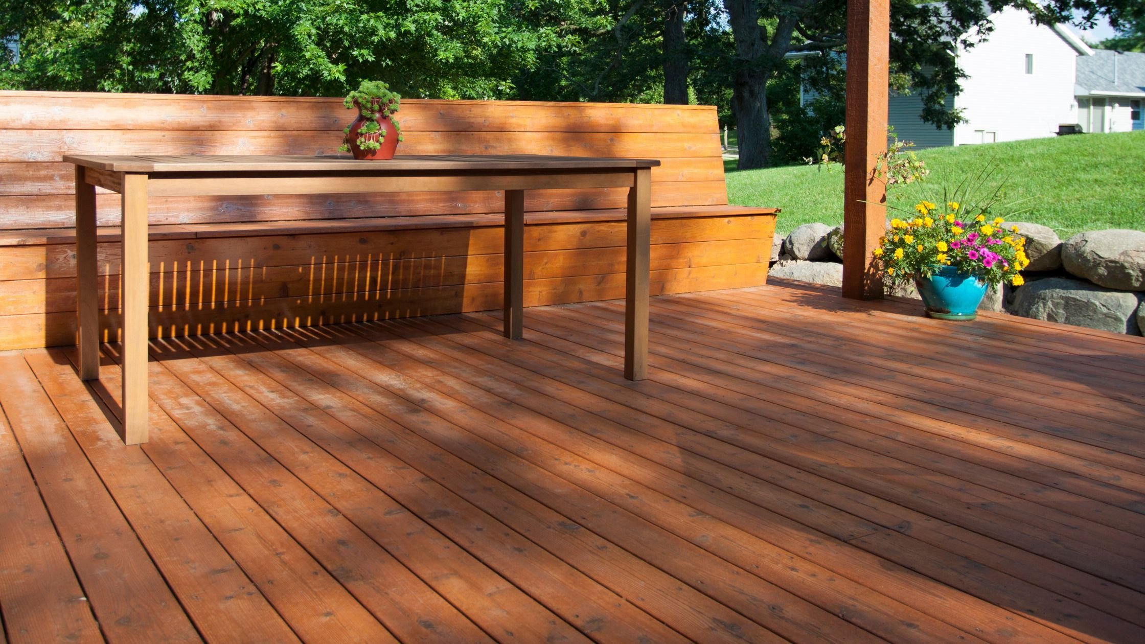 Arizona decking with bench and table seating area