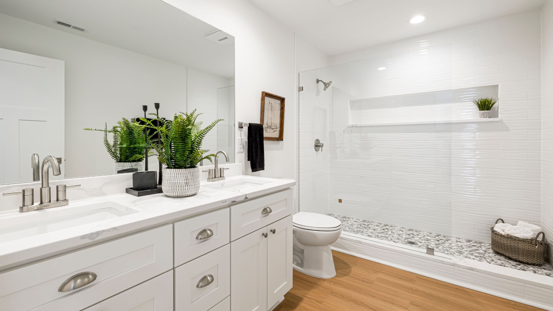 white bathroom remodel in prescott az