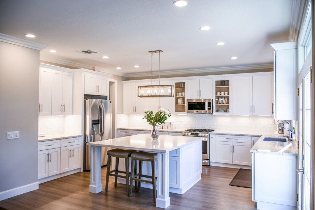all white kitchen remodel with island in prescott az