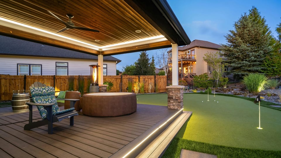 arizona high end seck and gazebo with backyard putting green