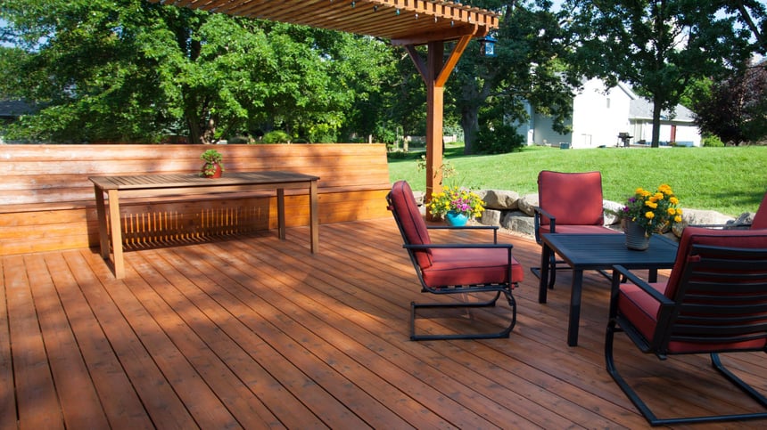 pergola and deck in backyard renovation