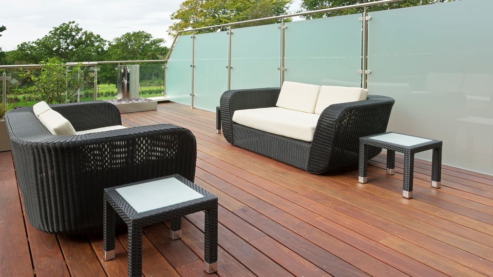 timbertech wood decking material with seating area
