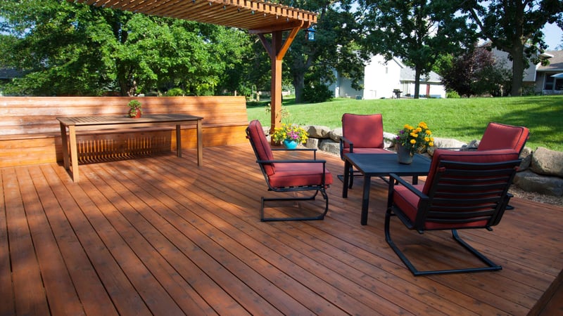 wooden deck with pergola attachment in prescott az by Crosby Home Services