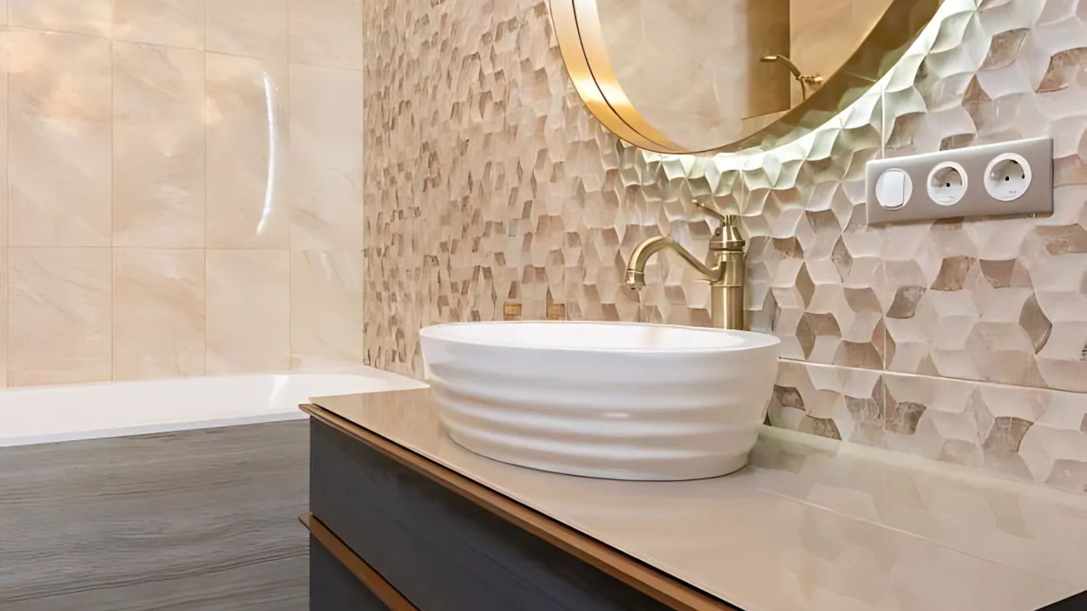 bathroom remodel with stylish tile and sink in prescott valley