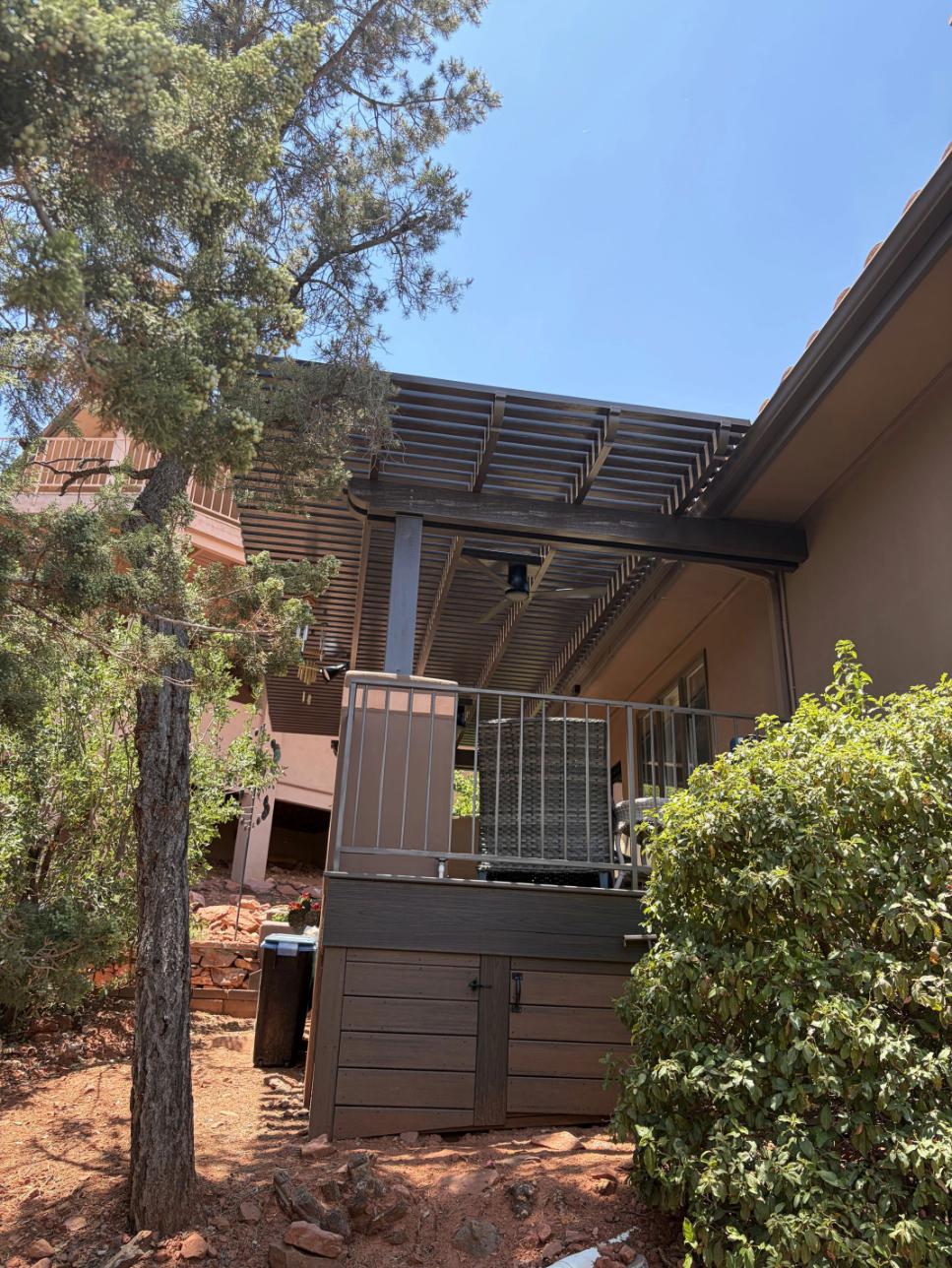 Angled view of deck build in Sedona by Crosby Home Service
